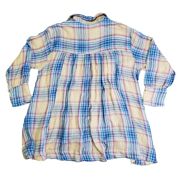 Free People Plaid Mini Dress in Blue and Tan - Picture 3 of 12